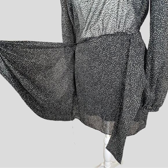 Zara Trafaluc Sheer Faux Wrap Dress XS Speckled Black Sexy LBD Party Club Gothic - Picture 5 of 16